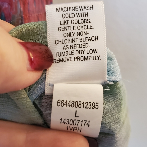 APT 9 Colorful Sheer Voile Blouse with Flutter Sleeves - Picture 4 of 6